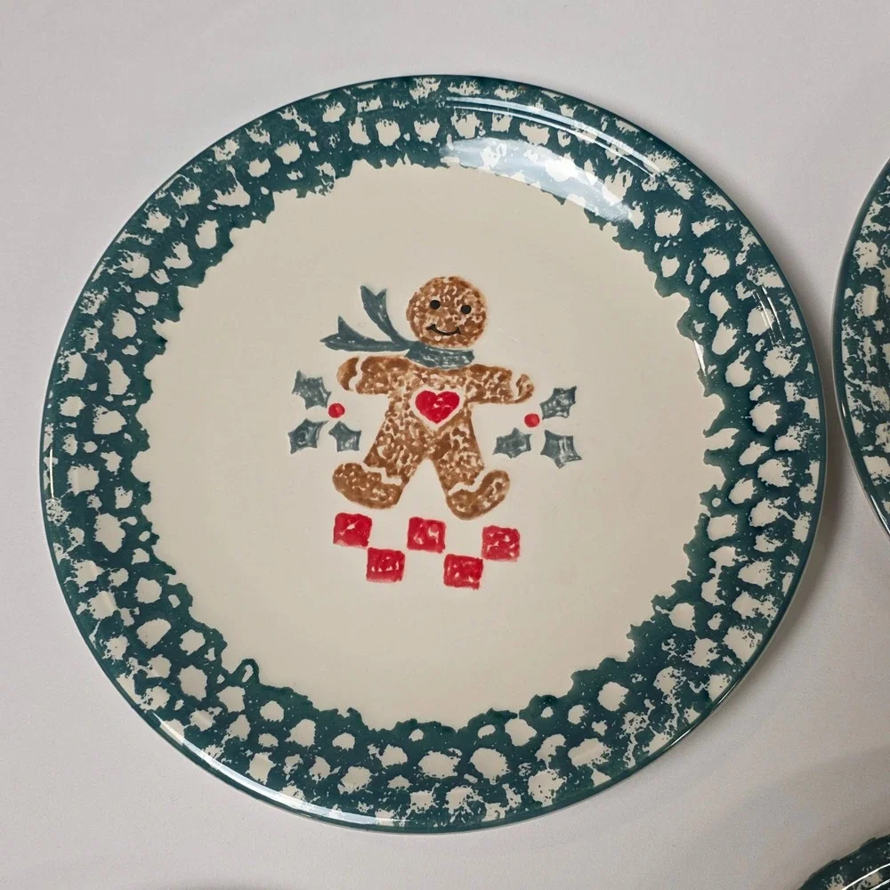 Tienshan Folk Craft Gingerbread Stoneware Set of 4 Dinner Plates‎ 10 3/8